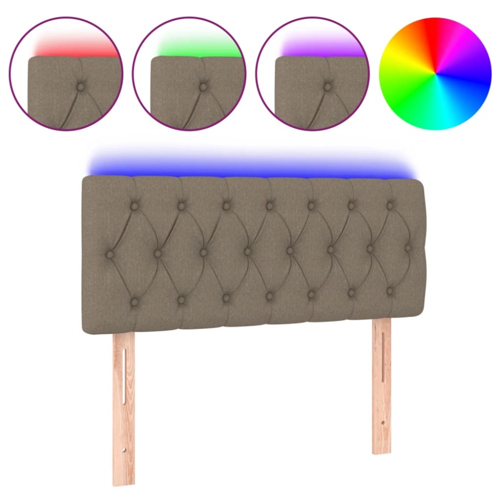 vidaXL Tăblie de pat cu LED, gri taupe, 90x7x78/88 cm, textil