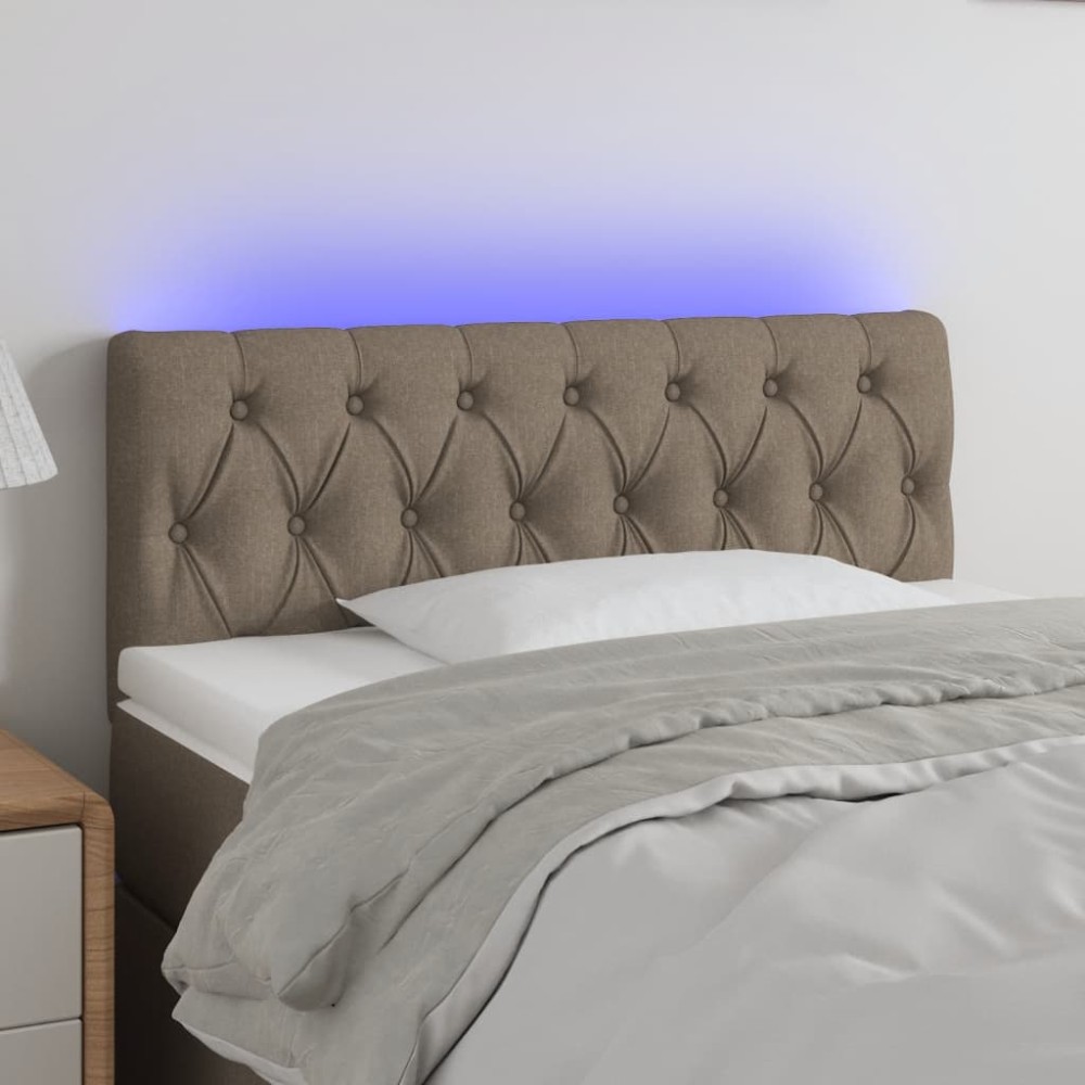 vidaXL Tăblie de pat cu LED, gri taupe, 90x7x78/88 cm, textil