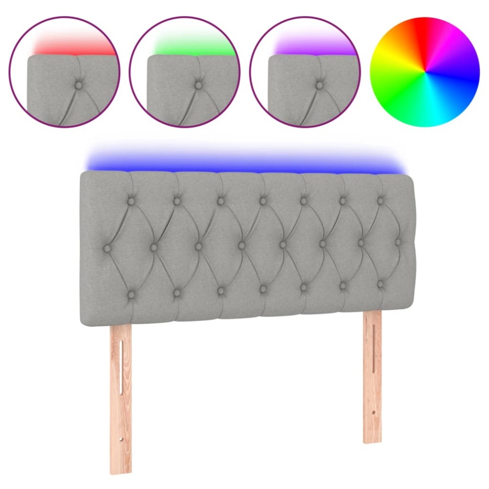 vidaXL Tăblie de pat cu LED, gri deschis, 100x7x78/88 cm, textil