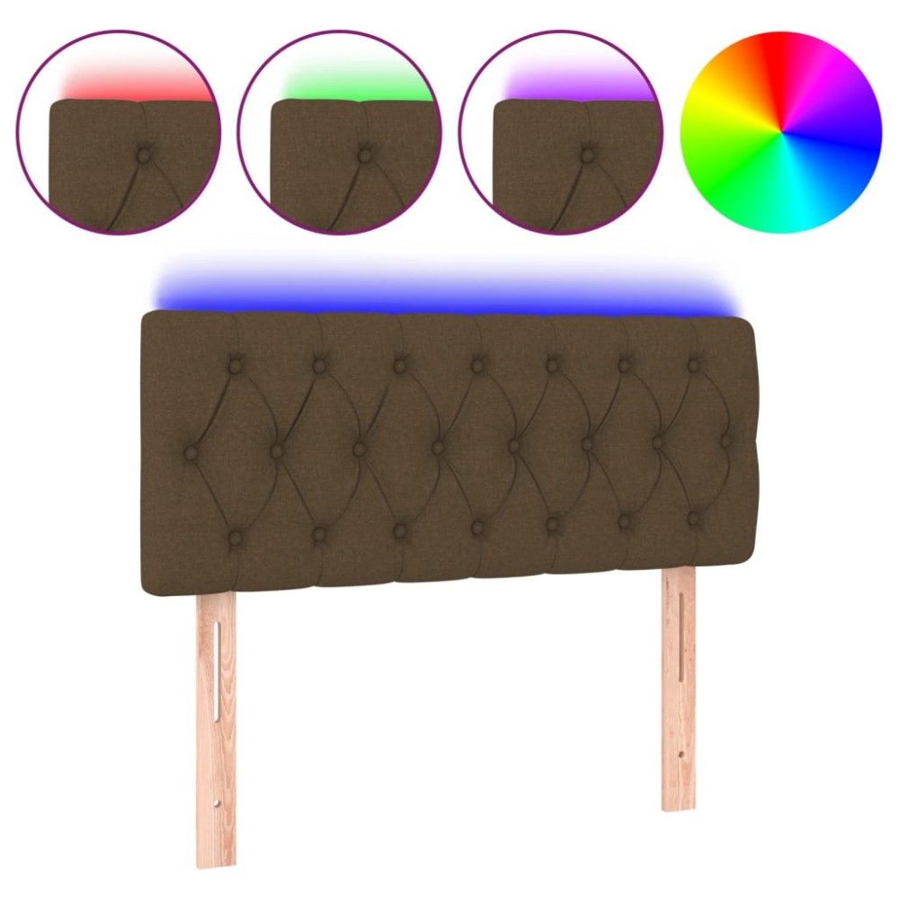 vidaXL Tăblie de pat cu LED, maro închis, 100x7x78/88 cm, textil