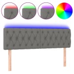 vidaXL Tăblie de pat cu LED, gri închis, 144x7x78/88 cm, textil vidaXL Tăblie de pat cu LED, gri închis, 144x7x78/88 cm, textil