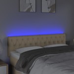 vidaXL Tăblie de pat cu LED, crem, 144x7x78/88 cm, textil