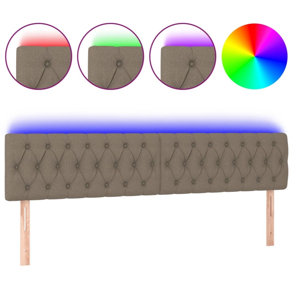 vidaXL Tăblie de pat cu LED, gri taupe, 180x7x78/88 cm, textil