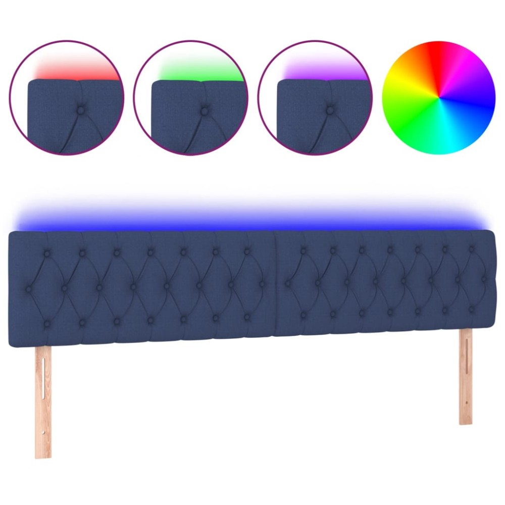 vidaXL Tăblie de pat cu LED, albastru, 180x7x78/88 cm, textil