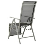 vidaXL Scaune grădină rabatabile, 2 buc, argintiu, textilenă&aluminiu