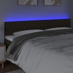vidaXL Tăblie de pat cu LED, maro închis, 200x7x78/88 cm, textil vidaXL Tăblie de pat cu LED, maro închis, 200x7x78/88 cm, textil
