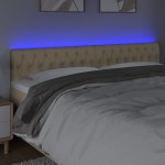 vidaXL Tăblie de pat cu LED, crem, 200x7x78/88 cm, textil