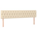 vidaXL Tăblie de pat cu LED, crem, 200x7x78/88 cm, textil