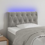 vidaXL Tăblie de pat cu LED, gri deschis, 80x7x78/88 cm, catifea vidaXL Tăblie de pat cu LED, gri deschis, 80x7x78/88 cm, catifea