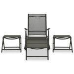 vidaXL Set mobilier de grădină, 3 piese, negru, textilenă și aluminiu vidaXL Set mobilier de grădină, 3 piese, negru, textilenă și aluminiu