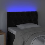 vidaXL Tăblie de pat cu LED, negru, 80x7x78/88 cm, catifea