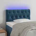 vidaXL Tăblie de pat cu LED, albastru închis, 80x7x78/88 cm, catifea