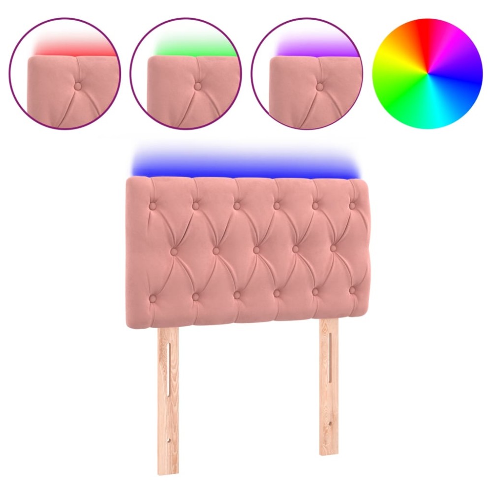 vidaXL Tăblie de pat cu LED, roz, 80x7x78/88 cm, catifea