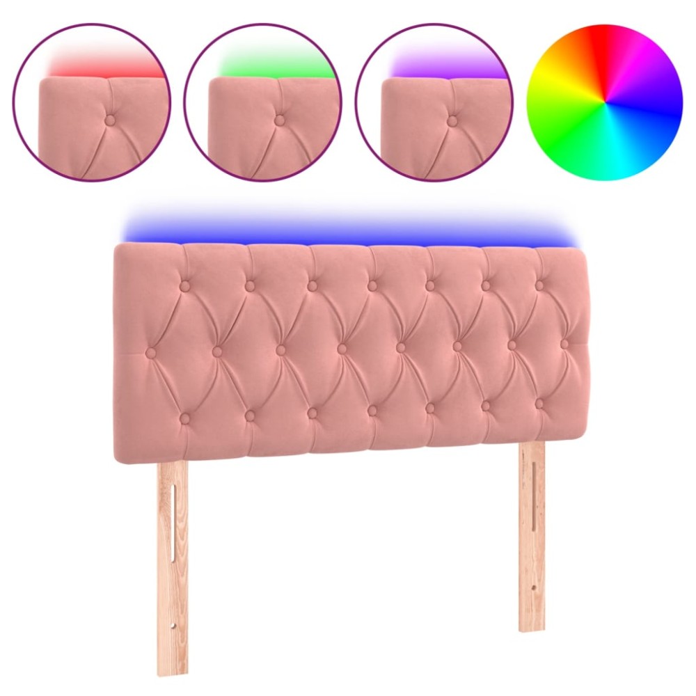 vidaXL Tăblie de pat cu LED, roz, 90x7x78/88 cm, catifea