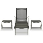 vidaXL Set mobilier de grădină, 3 piese, argintiu, textilenă&aluminiu vidaXL Set mobilier de grădină, 3 piese, argintiu, textilenă&aluminiu