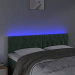 vidaXL Tăblie de pat cu LED, verde închis, 144x7x78/88 cm, catifea