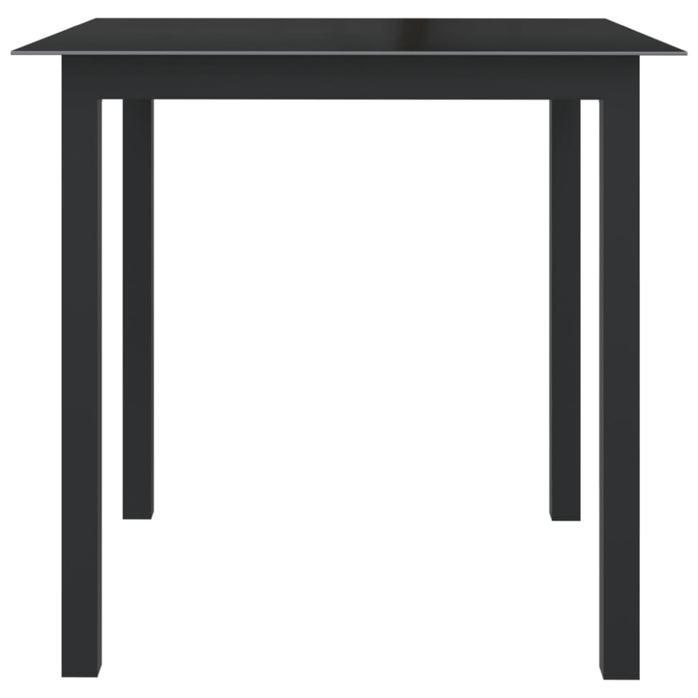 vidaXL Masă de grădină, negru, 80x80x74 cm, aluminiu și sticlă