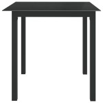 vidaXL Masă de grădină, negru, 80x80x74 cm, aluminiu și sticlă