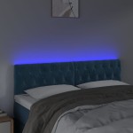 vidaXL Tăblie de pat cu LED, albastru închis, 144x7x78/88 cm, catifea