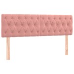 vidaXL Tăblie de pat cu LED, roz, 144x7x78/88 cm, catifea