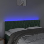 vidaXL Tăblie de pat cu LED, verde închis, 160x7x78/88 cm, catifea