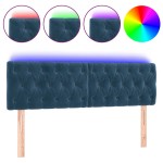 vidaXL Tăblie de pat cu LED, albastru închis, 160x7x78/88 cm, catifea