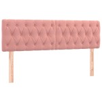 vidaXL Tăblie de pat cu LED, roz, 160x7x78/88 cm, catifea