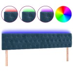 vidaXL Tăblie de pat cu LED, albastru închis, 180x7x78/88 cm, catifea