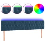 vidaXL Tăblie de pat cu LED, albastru închis, 200x7x78/88 cm, catifea