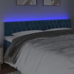 vidaXL Tăblie de pat cu LED, albastru închis, 200x7x78/88 cm, catifea
