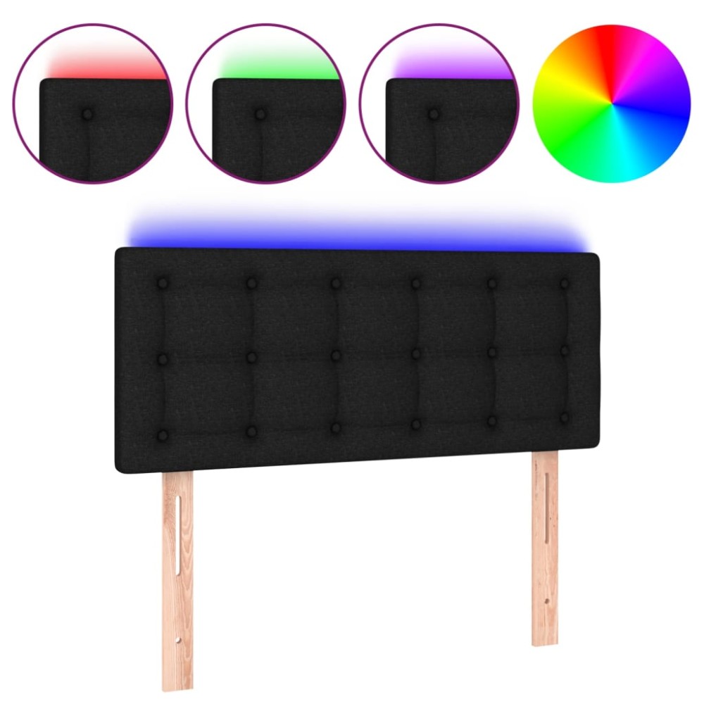 vidaXL Tăblie de pat cu LED, negru, 80x5x78/88 cm, textil