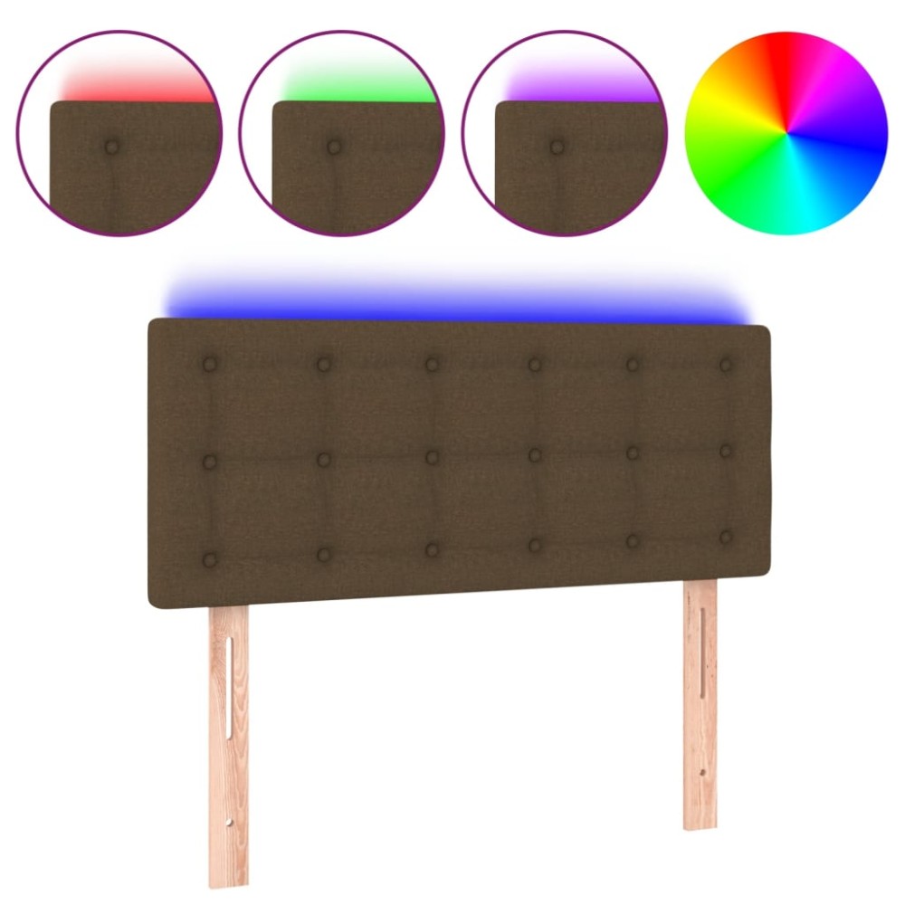 vidaXL Tăblie de pat cu LED, maro închis, 80x5x78/88 cm, textil