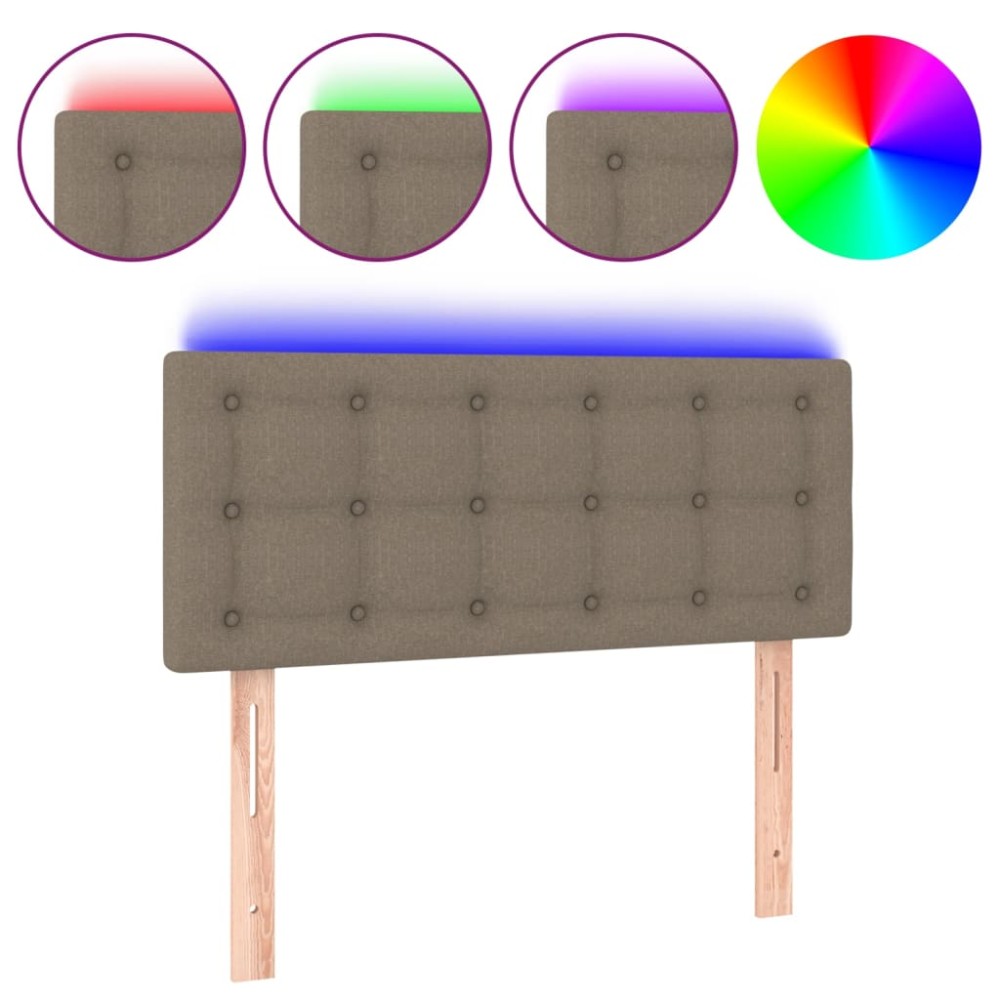 vidaXL Tăblie de pat cu LED, gri taupe, 80x5x78/88 cm, textil