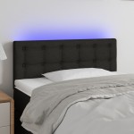 vidaXL Tăblie de pat cu LED, negru, 90x5x78/88 cm, textil