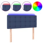 vidaXL Tăblie de pat cu LED, albastru, 90x5x78/88 cm, textil