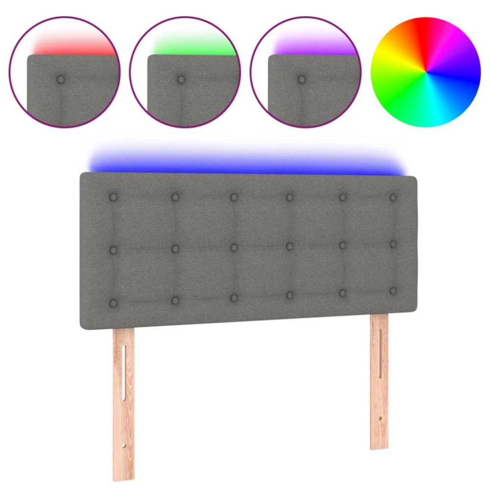 vidaXL Tăblie de pat cu LED, gri închis, 100x5x78/88 cm, textil