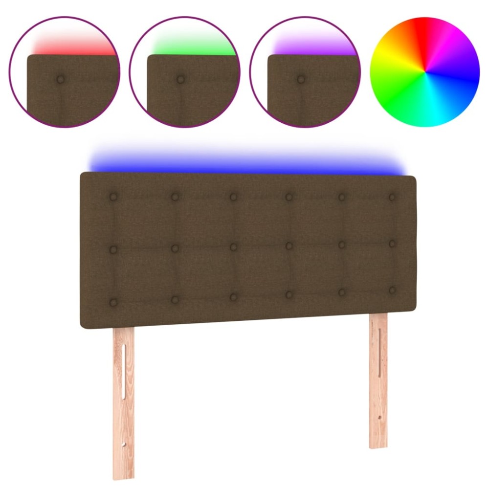 vidaXL Tăblie de pat cu LED, maro închis, 100x5x78/88 cm, textil