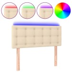 vidaXL Tăblie de pat cu LED, crem, 100x5x78/88 cm, textil vidaXL Tăblie de pat cu LED, crem, 100x5x78/88 cm, textil