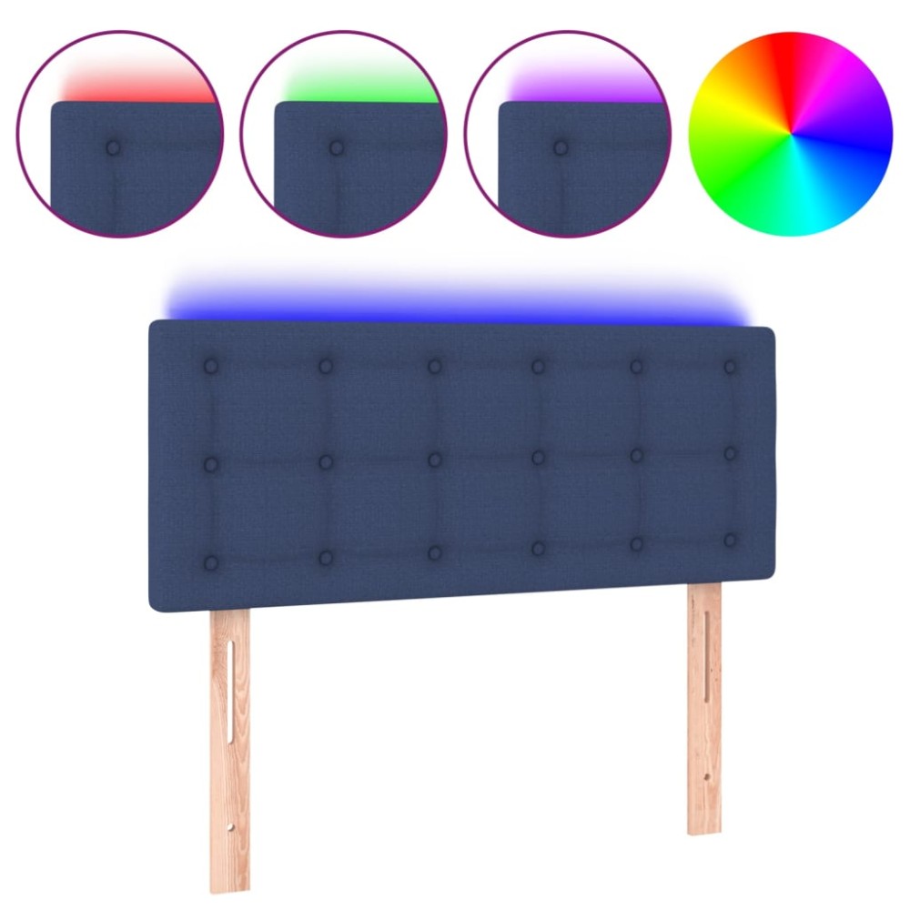 vidaXL Tăblie de pat cu LED, albastru, 100x5x78/88 cm, textil