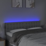 vidaXL Tăblie de pat cu LED, gri deschis, 144x5x78/88 cm, textil
