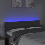 vidaXL Tăblie de pat cu LED, gri închis, 144x5x78/88 cm, textil