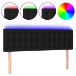 vidaXL Tăblie de pat cu LED, negru, 144x5x78/88 cm, textil vidaXL Tăblie de pat cu LED, negru, 144x5x78/88 cm, textil