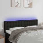 vidaXL Tăblie de pat cu LED, negru, 144x5x78/88 cm, textil vidaXL Tăblie de pat cu LED, negru, 144x5x78/88 cm, textil