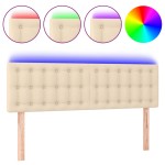 vidaXL Tăblie de pat cu LED, crem, 144x5x78/88 cm, textil vidaXL Tăblie de pat cu LED, crem, 144x5x78/88 cm, textil