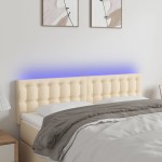 vidaXL Tăblie de pat cu LED, crem, 144x5x78/88 cm, textil vidaXL Tăblie de pat cu LED, crem, 144x5x78/88 cm, textil
