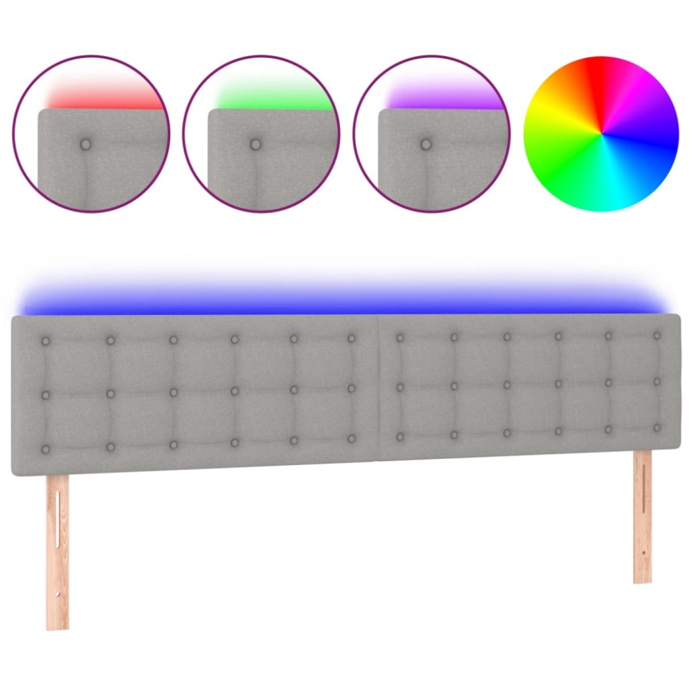 vidaXL Tăblie de pat cu LED, gri deschis, 160x5x78/88 cm, textil