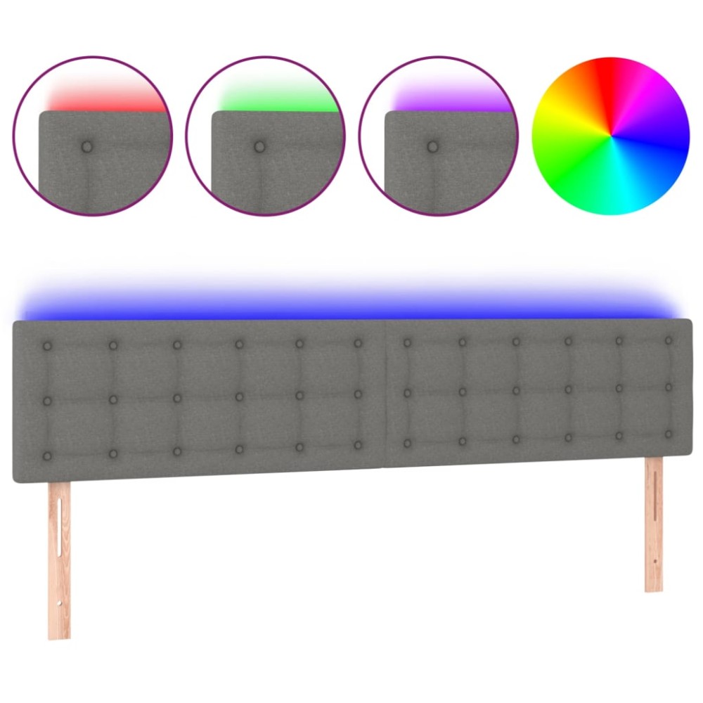 vidaXL Tăblie de pat cu LED, gri închis, 160x5x78/88 cm, textil