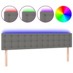 vidaXL Tăblie de pat cu LED, gri închis, 160x5x78/88 cm, textil
