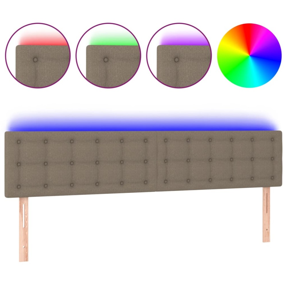vidaXL Tăblie de pat cu LED, gri taupe, 160x5x78/88 cm, textil