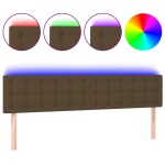 vidaXL Tăblie de pat cu LED, maro închis, 180x5x78/88 cm, textil vidaXL Tăblie de pat cu LED, maro închis, 180x5x78/88 cm, textil